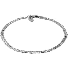 4mm Mariner Link Chain Anklet (White Gold Look)