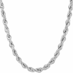 White Gold Plated 6mm Rope Chain Necklace  (Rhodium)