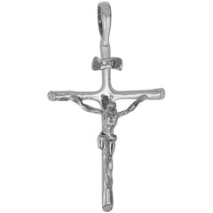 White Gold Plated Classic Jesus Crucifix (with or without Pendant Chain)