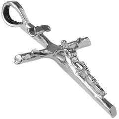 White Gold Plated Classic Jesus Crucifix (with or without Pendant Chain)