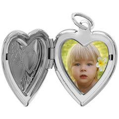 White Gold Plated Two Hearts Locket, Rhodium