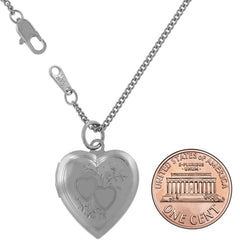 White Gold Plated Two Hearts Locket, Rhodium