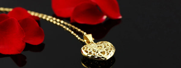 Gold Plated Dangling Cubic Zirconia Heart Necklace