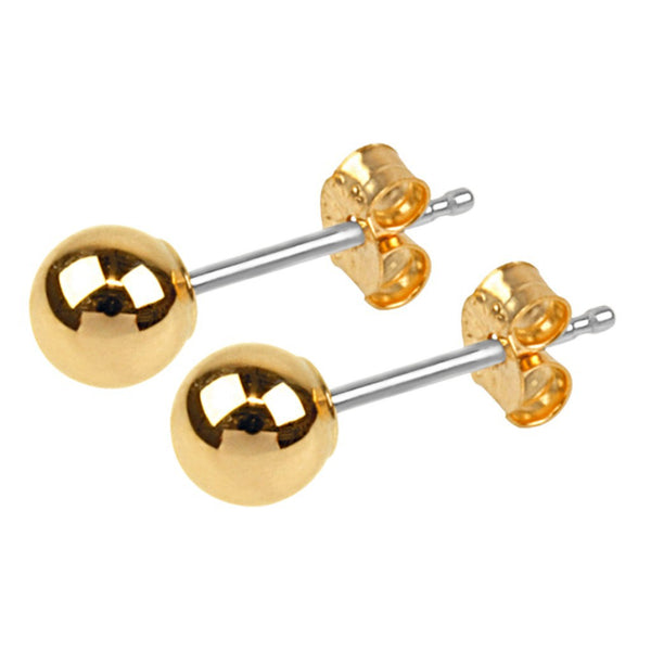 Gold Plated 5mm Round Ball Stud Earrings