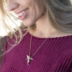 woman wearing Cherub Angel, Pendant Necklace