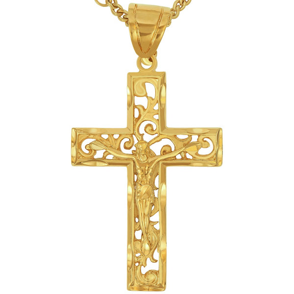 Gold Plated Large Filigree Cross