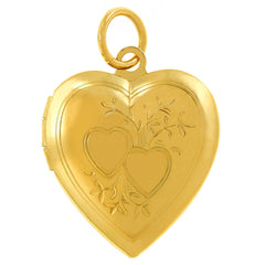 Gold Plated Heart Locket Necklace, Double Heart Style