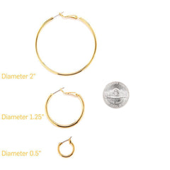 Gold Plated Hoop Earrings by sizes