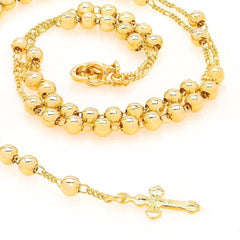 Small Rosary Necklace, Gold Over Bronze